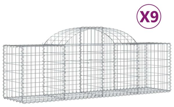 Gabion Kosár - Íves Kertfal - 9 db - 200x50x60/80cm
