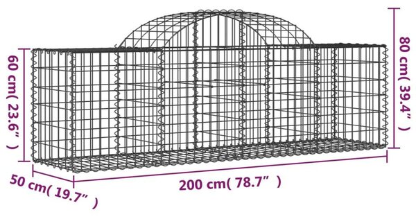 Gabion Kosár - Íves Kertfal - 9 db - 200x50x60/80cm