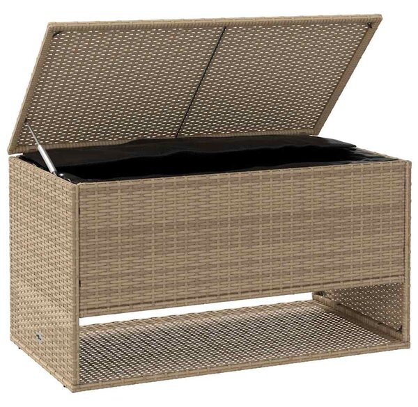 Bézs polyrattan kültéri párna doboz 100x55x55,5 cm