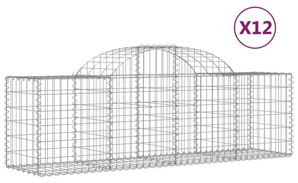 12 db íves horganyzott vas gabion kosár 200x50x60/80 cm