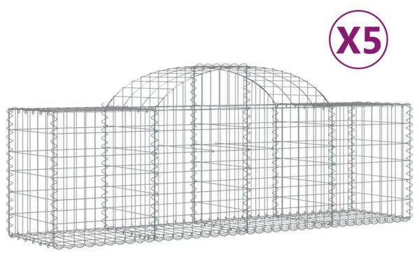 5 db íves horganyzott vas gabion kosár 200x50x60/80 cm