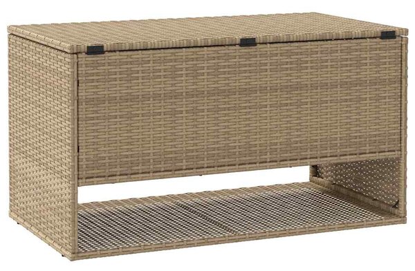 Bézs polyrattan kültéri párna doboz 100x55x55,5 cm