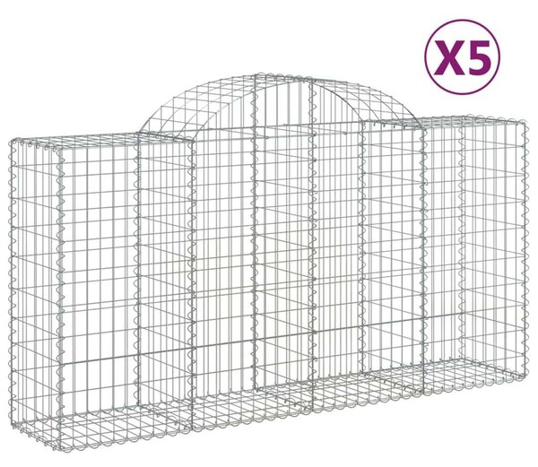 5 db íves horganyzott vas gabion kosár 200 x 50 x 100/120 cm