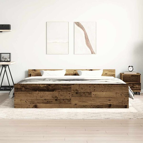 Antik fa szerelt fa ágykeret matrac nélkül 180x200 cm