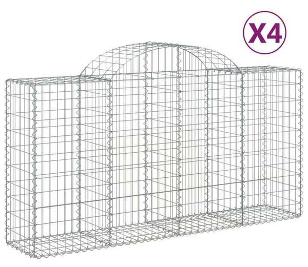 4 db íves horganyzott vas gabion kosár 200 x 50 x 100/120 cm