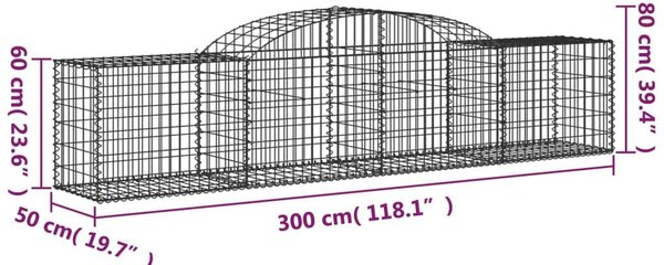 Gabion Kosár - 7 db - 300x50x60/80 cm - Horganyzott Vas