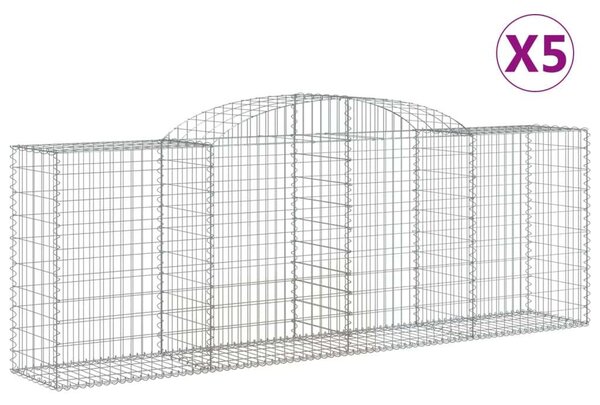 5 db íves horganyzott vas gabion kosár 300 x 50 x 100/120 cm