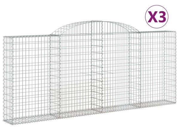 3 db íves horganyzott vas gabion kosár 300x30x120/140 cm