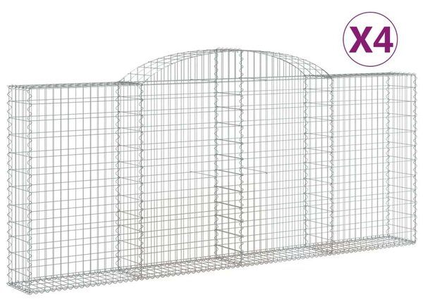 4 db íves horganyzott vas gabion kosár 300x30x120/140 cm