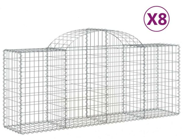 Gabion Kosár - 8 db - Íves - 200x50x80/100cm
