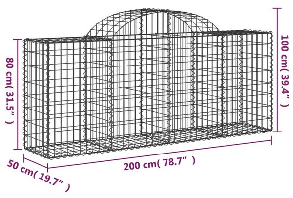 Gabion Kosár - 8 db - Íves - 200x50x80/100cm