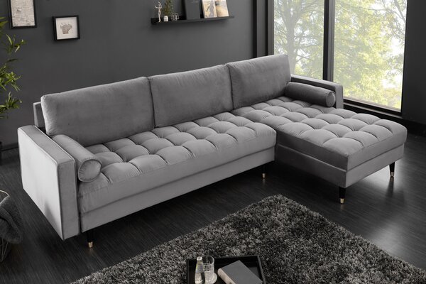 COZY VELVET design bársony kanapé - szürke