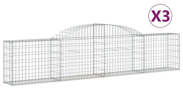 3 db íves horganyzott vas gabion kosár 300x30x60/80 cm