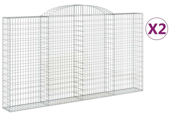 2 db íves horganyzott vas gabion kosár 300x30x160/180 cm
