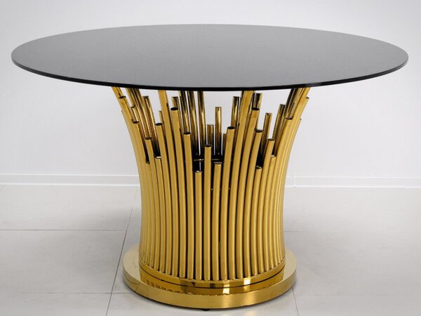 VERONICA kerek étkezőasztal - arany/fekete - 130cm