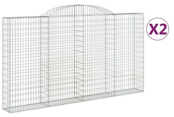 2 db íves horganyzott vas gabion kosár 300x30x160/180 cm