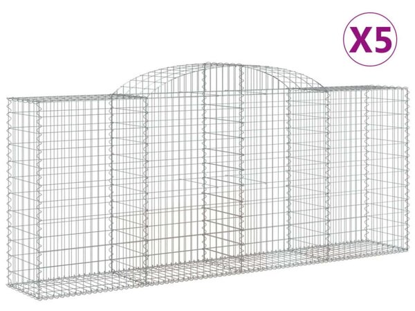 5 db íves horganyzott vas gabion kosár 300x50x120/140 cm