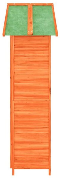 Barna tömör fenyőfa kerti szerszámtároló 89 x 52,5 x 175 cm