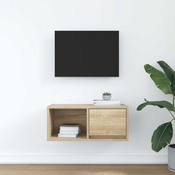 Sonoma tölgy színű szerelt fa fali TV-szekrény 60x31x25,5 cm
