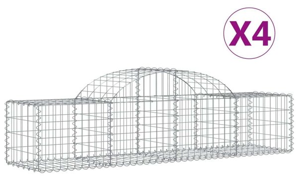 VidaXL Gabion Kosár Kerti Fal - 4 db - 200x50x40/60cm