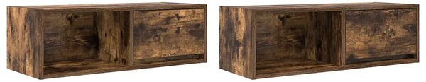 2 db füstös tölgy színű szerelt fa TV-szekrény 80x31x25,5 cm