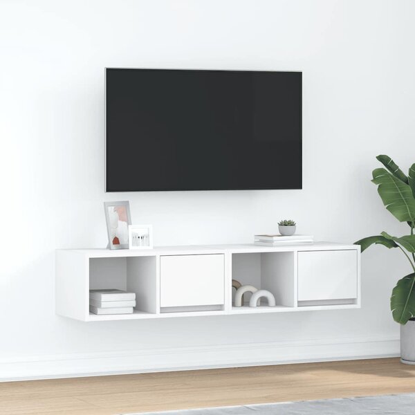 2 db fehér szerelt fa TV-szekrény 60x31x25,5 cm