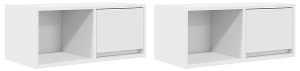 2 db fehér szerelt fa TV-szekrény 60x31x25,5 cm