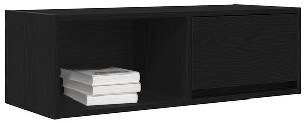 2 db fekete tölgy színű szerelt fa TV-szekrény 80x31x25,5 cm