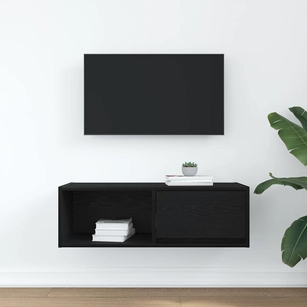 Fekete tölgy színű szerelt fa TV-szekrény 80x31x25,5 cm