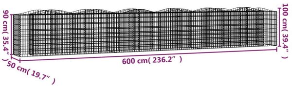 Gabion Magaságyás - Íves - 600x50x100 cm