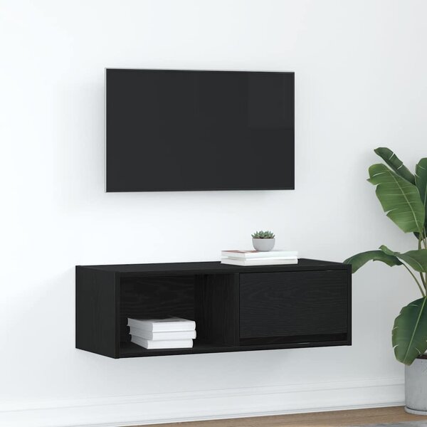 Fekete tölgy színű szerelt fa TV-szekrény 80x31x25,5 cm