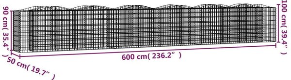 Gabion Magaságyás - Íves - 600x50x100 cm