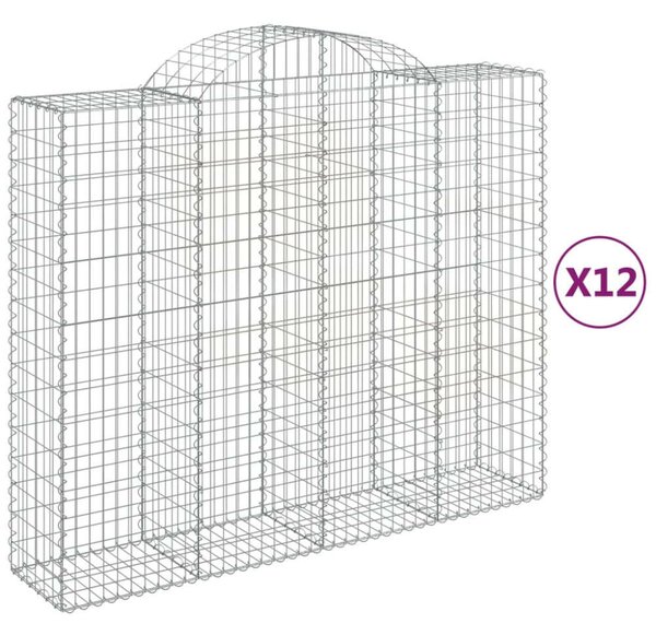 VidaXL 12 db íves horganyzott vas gabion kosár 200x50x160/180 cm