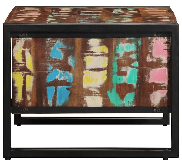 Többszínű tömör újrahasznosított fa dohányzóasztal 90x50x38cm