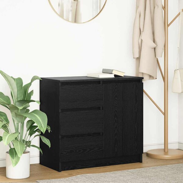 VidaXL fekete tölgy szerelt fa tálalószekrény fiókos 71x35x65 cm