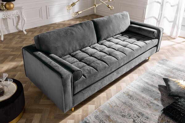 COZY VELVET design bársony kanapé - 220cm - szürke