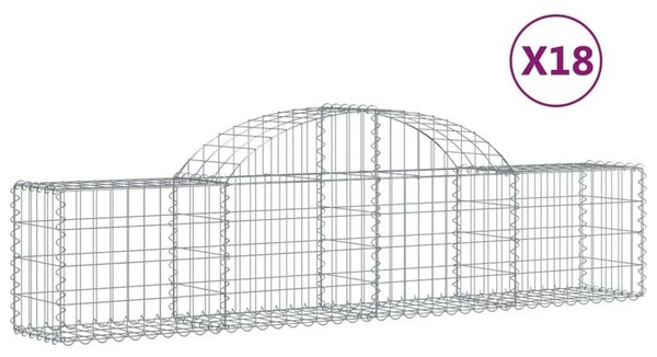 VidaXL Gabion Kosár - Íves - 18 db - 200x30x40/60cm