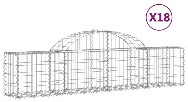 VidaXL Gabion Kosár - Íves - 18 db - 200x30x40/60cm