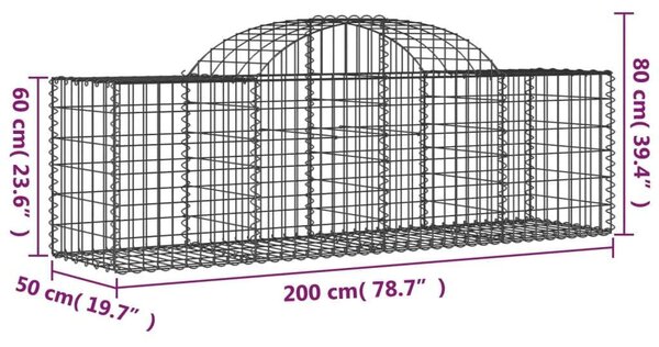 VidaXL Gabion Kosár - 30 db - 200x50x60/80 cm