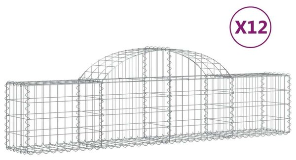 VidaXL Gabion Kosár - Íves - 12 db - 200x30x40/60cm
