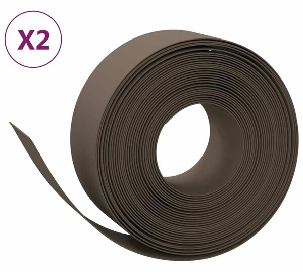 VidaXL 2 db barna polietilén kerti szegély 10 m x 20 cm