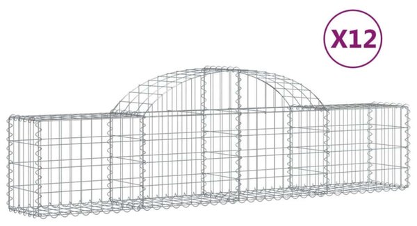 VidaXL Gabion Kosár - Íves - 12 db - 200x30x40/60cm