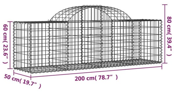 VidaXL Gabion Kosár - 20 db - 200x50x60/80 cm