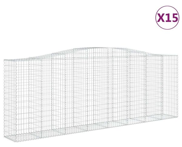 VidaXL Gabion Kosár Fal - 15 db - 400x50x140/160 cm
