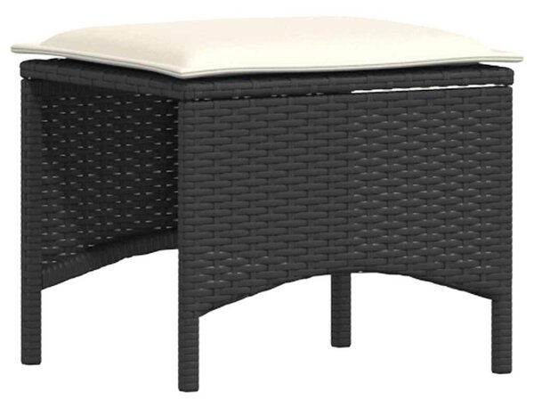 4 részes fekete polyrattan kerti ülőgarnitúra párnával L-alakú
