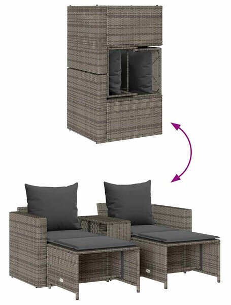 5 részes polyrattan kerti kanapé garnitúra párnákkal stackable