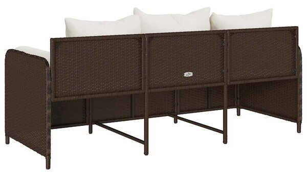 3 személyes barna polyrattan kerti kanapé párnával