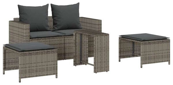5 részes polyrattan kerti kanapé garnitúra párnákkal stackable