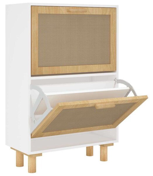 Rattan Cipőszekrény - Fehér - 52x25x80 cm