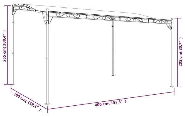VidaXL Kerti Pavilon - Acélvázas - 4x3m - Antracit Szürke